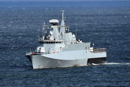 Patrolowiec Ślązak na próbach morskich. Rozpoczęło je wyjście na Zatokę Gdańską 14 listopada 2018 r.