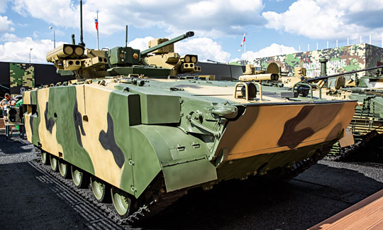 Manuł, czyli BMP-3 z silnikiem z przodu i systemem wieżowym TKB-947. Fot. Said Aminow.