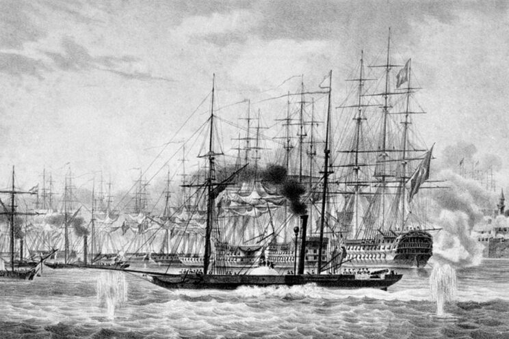HMS Phoenix podczas bombardowania Akki