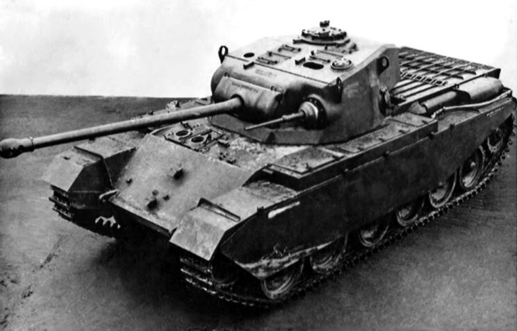 Pierwszy prototyp A41 Centurion, widoczna charakterystyczna wieża z działkiem Polsten kal. 20 mm obok armaty kal. 76,2 mm (17-funtowej).