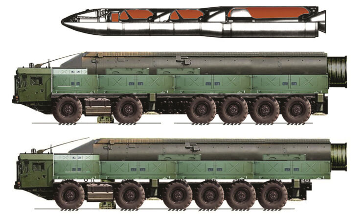 Dwie wersje możliwych konfiguracji wyrzutni i pocisku systemu RS-26 Rubież według rosyjskich internautów.